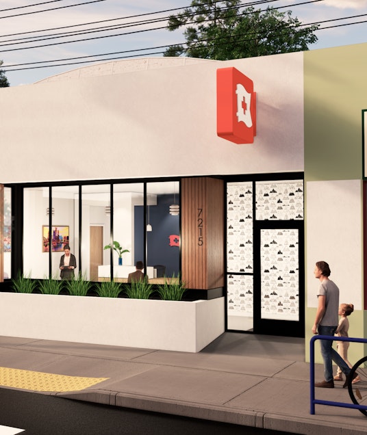 Rendered image of an outside view of the new Sellwood Clinic