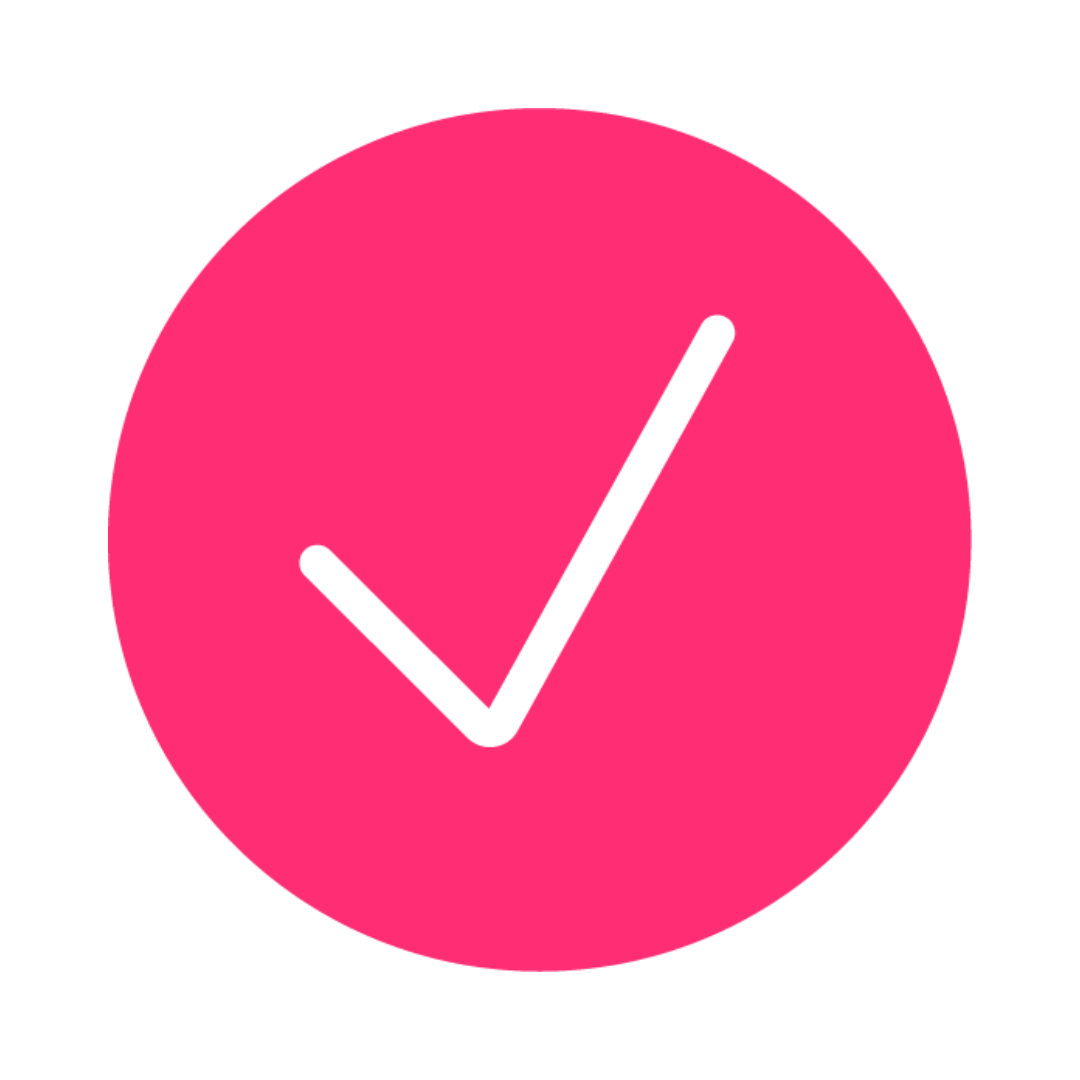 Rosa cirkel med vit check-symbol