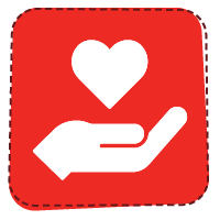 Heart in hand icon.