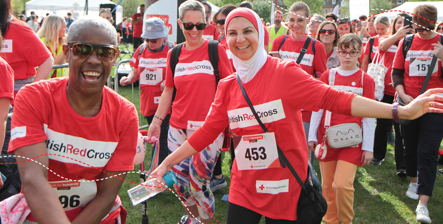 Group of walkers at start of Walk for Humanity.