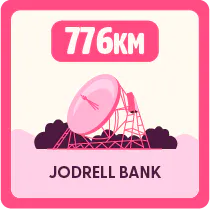 Illustration of Jordell bank with a label reading ‘776 km’ above it, indicating distance.