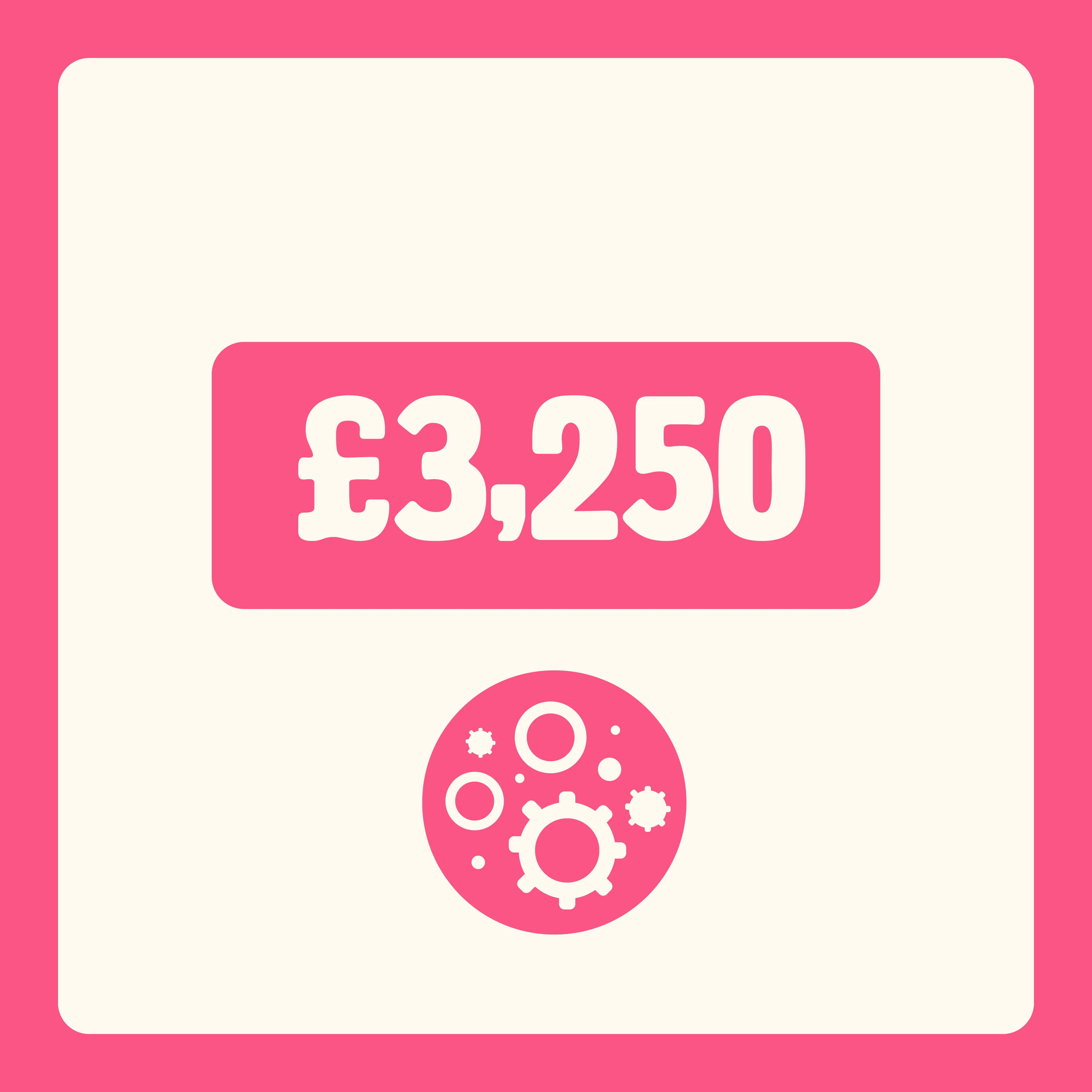 Graphic showing “£3,250” in bold text inside a pink box, with an icon of cells below, representing research funding impact.