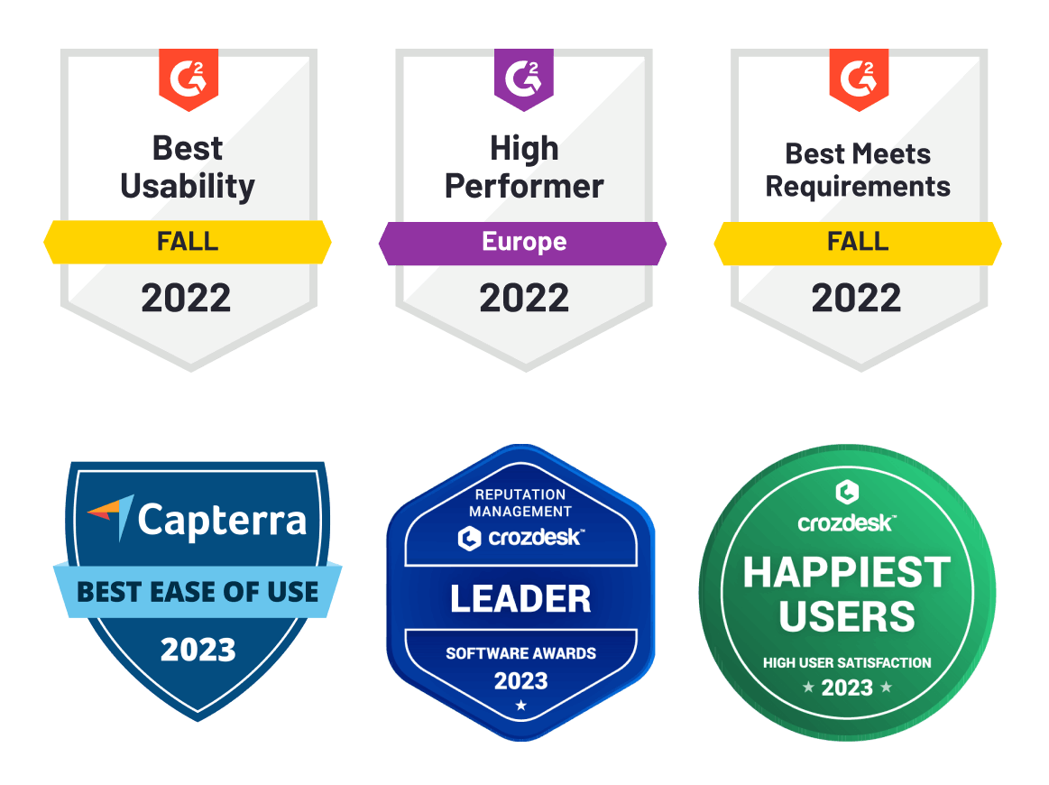 Software Review Site Badges (G2, Captera, Crozdesk)