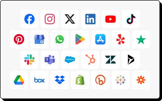 Image shows icons of social and business apps Statusbrew supports