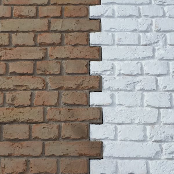 Different colour composite brick panels illustrating the interlocking nature