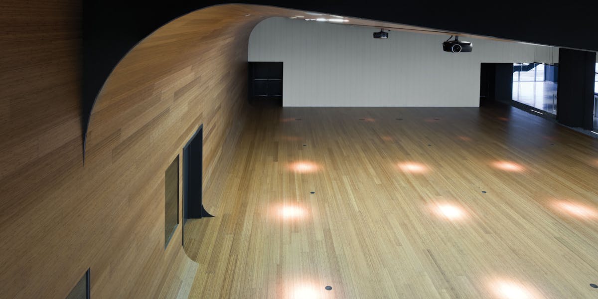 Curved walls and ceilings application of Parklex Skin on the IDIOM headquarters in Bilbao