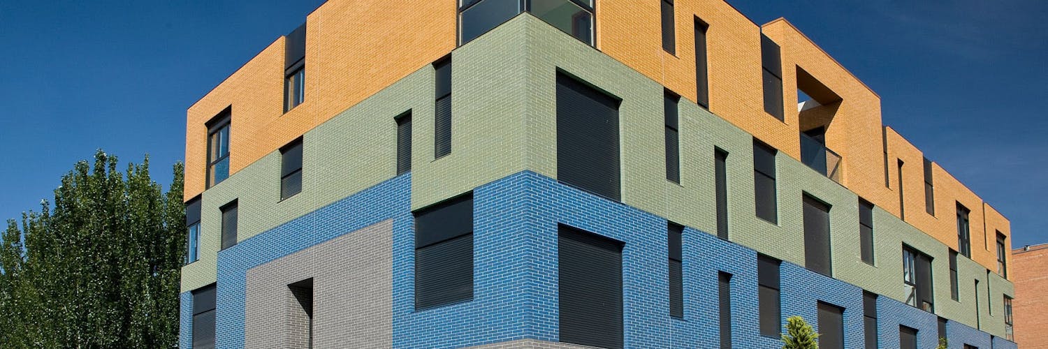 Striking commercial building with Omega facing brick in a variety of colours