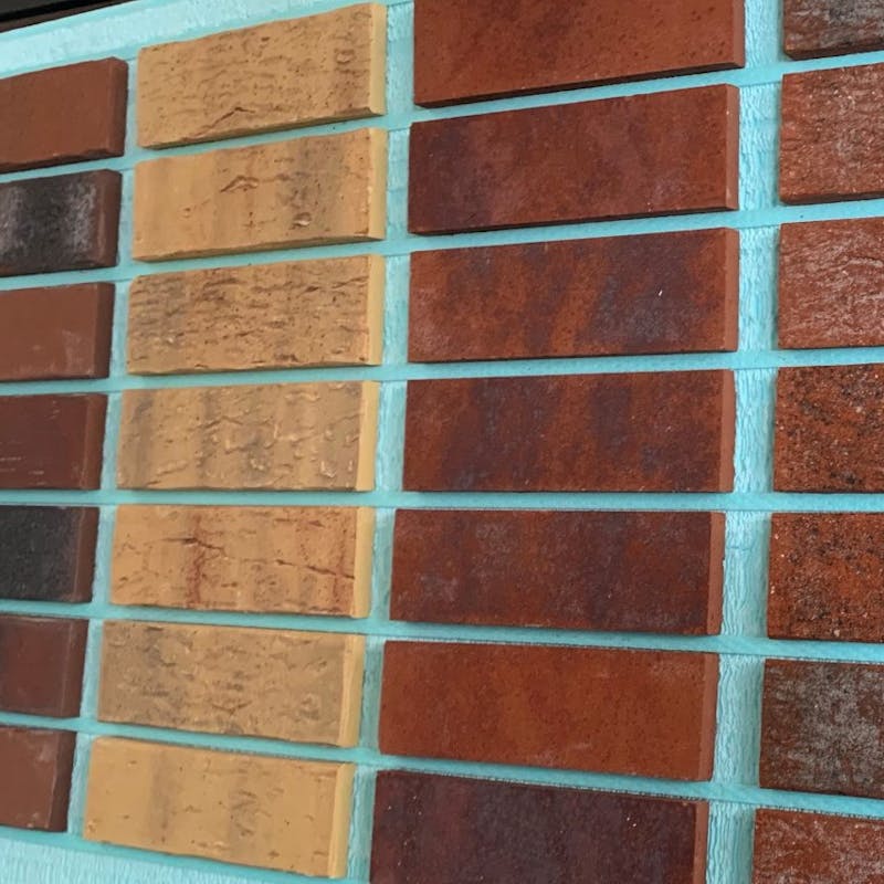 A Candi-wall display panel of brick slips from the castle collection