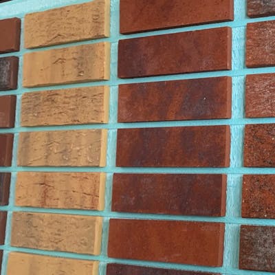 A Candi-wall display panel of brick slips from the castle collection