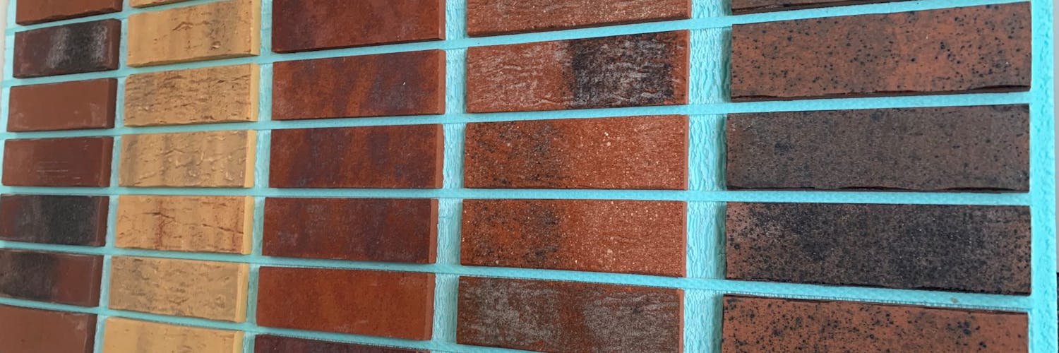 A Candi-wall display panel of brick slips from the castle collection