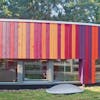 Colourful cape code painted timber on the exterior of a secondary school in the Netherlands