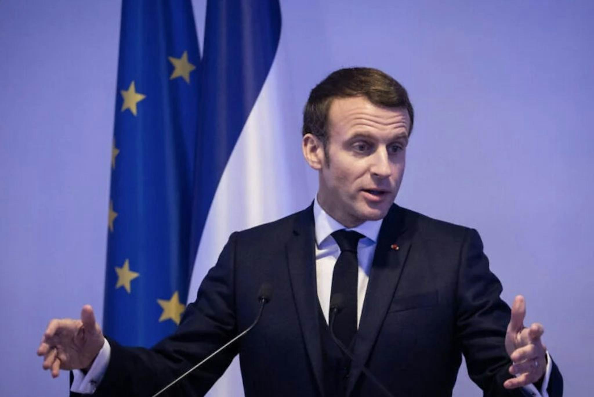 El presidente francés Emmanuel Macron, en Jerusalén, 22 de enero de 2020