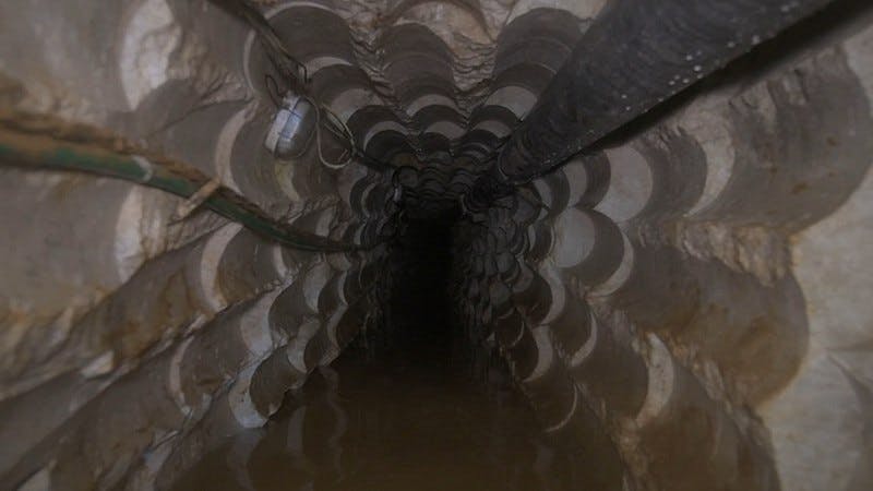 An inside view of a Hezbollah tunnel (Photo Credit: IDF Spokesperson's Unit/Wikimedia.org)