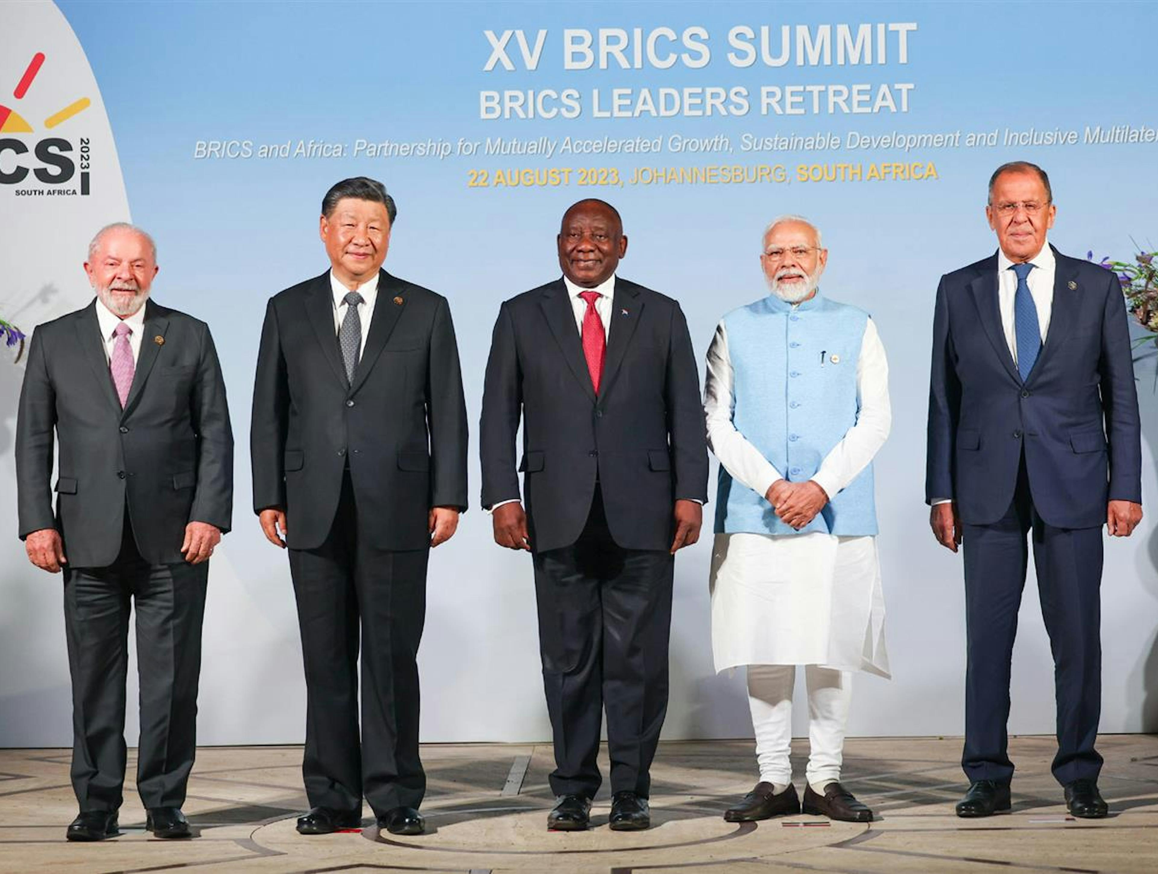 BRICS leaders from Brazil, China, South Africa, India and Russi