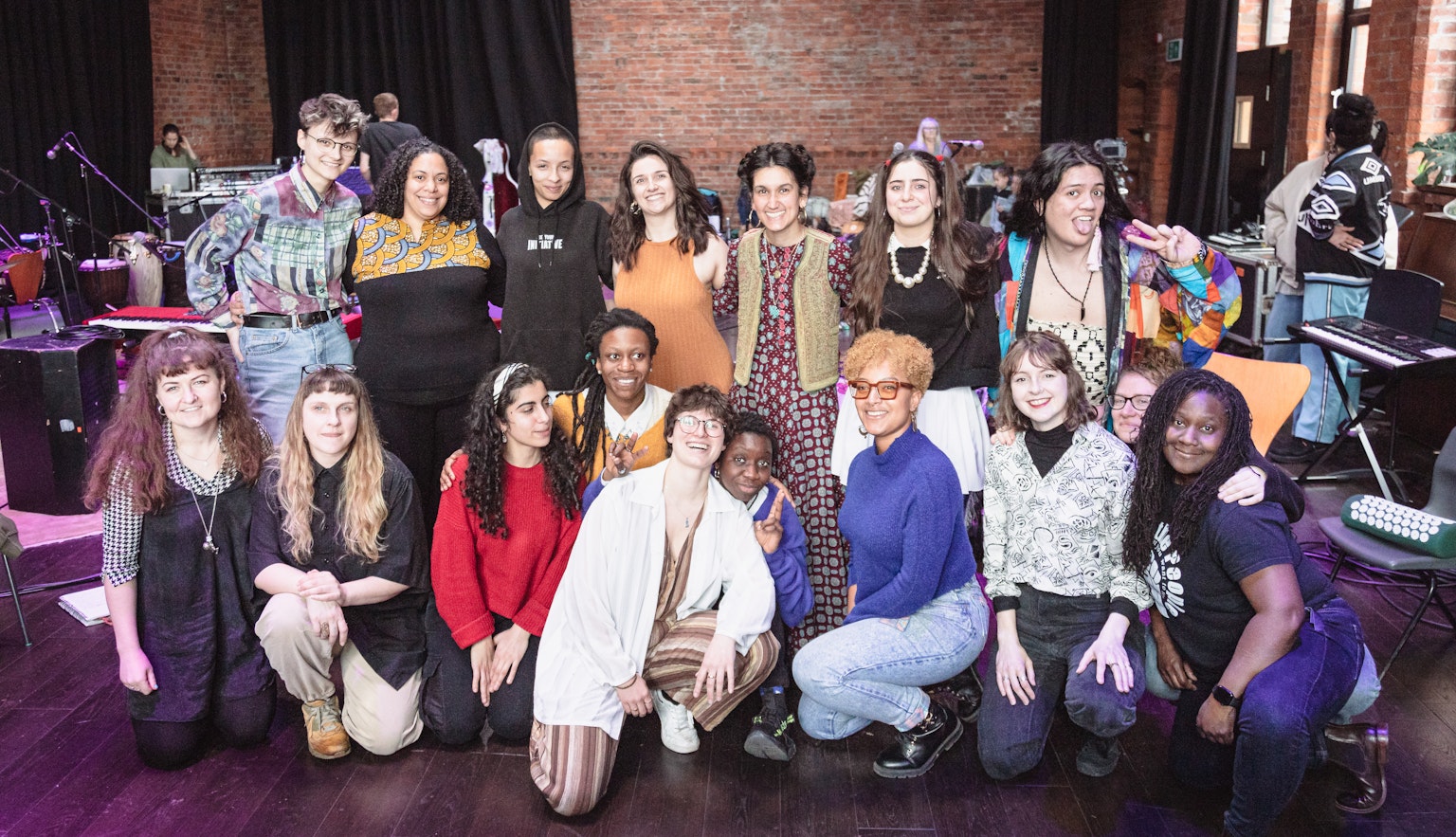 Nubya Garcia and the residency participants posing for a group photo.