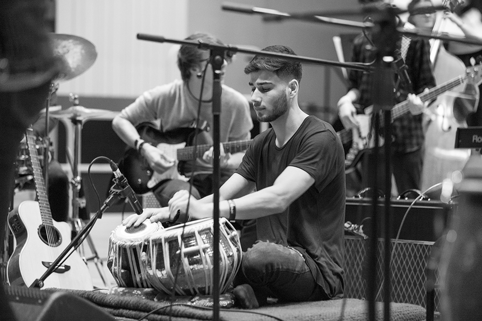 A drummer on stage.