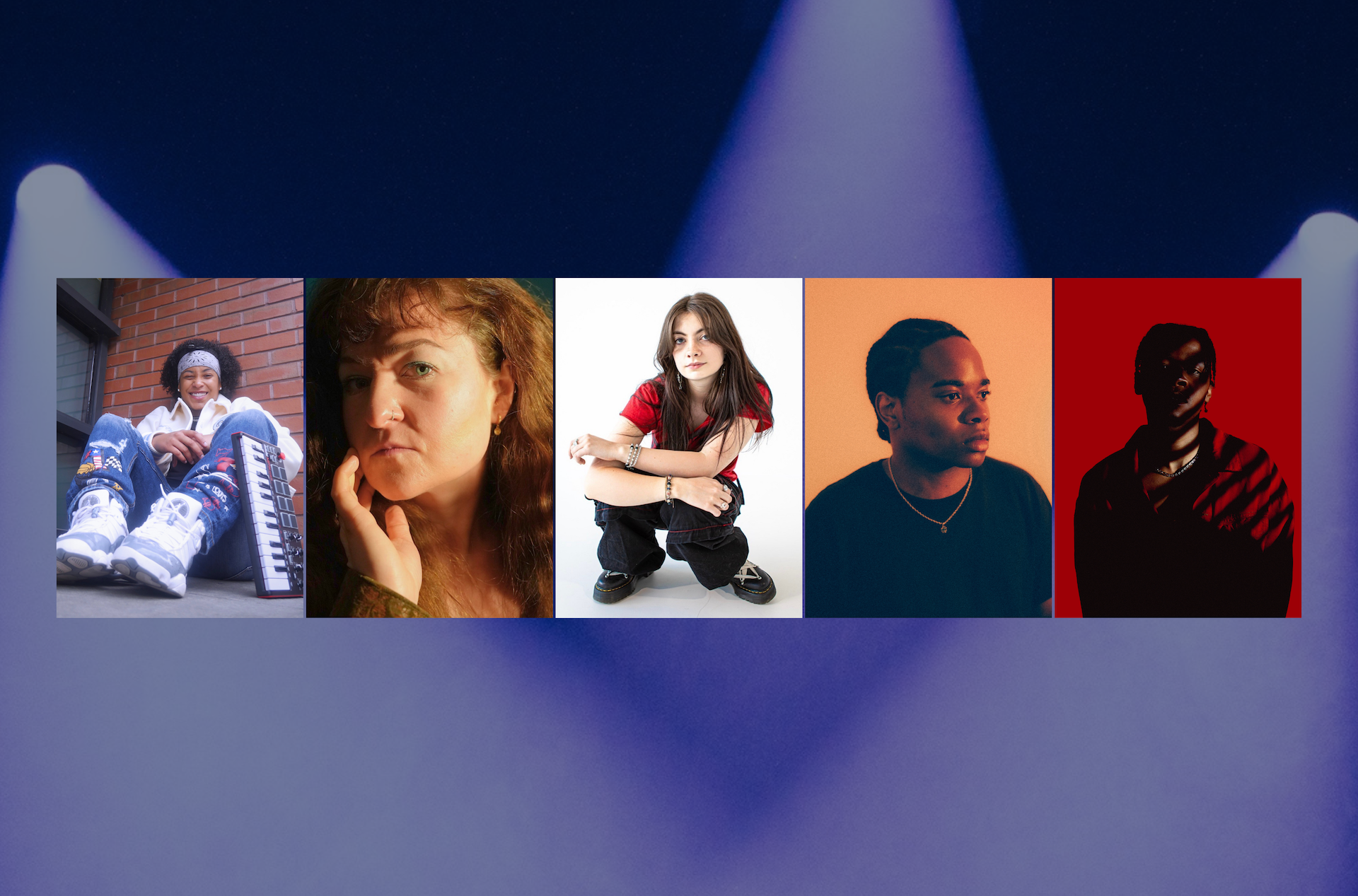 Headshots and press photos of the five selected artists for ELEVATE.