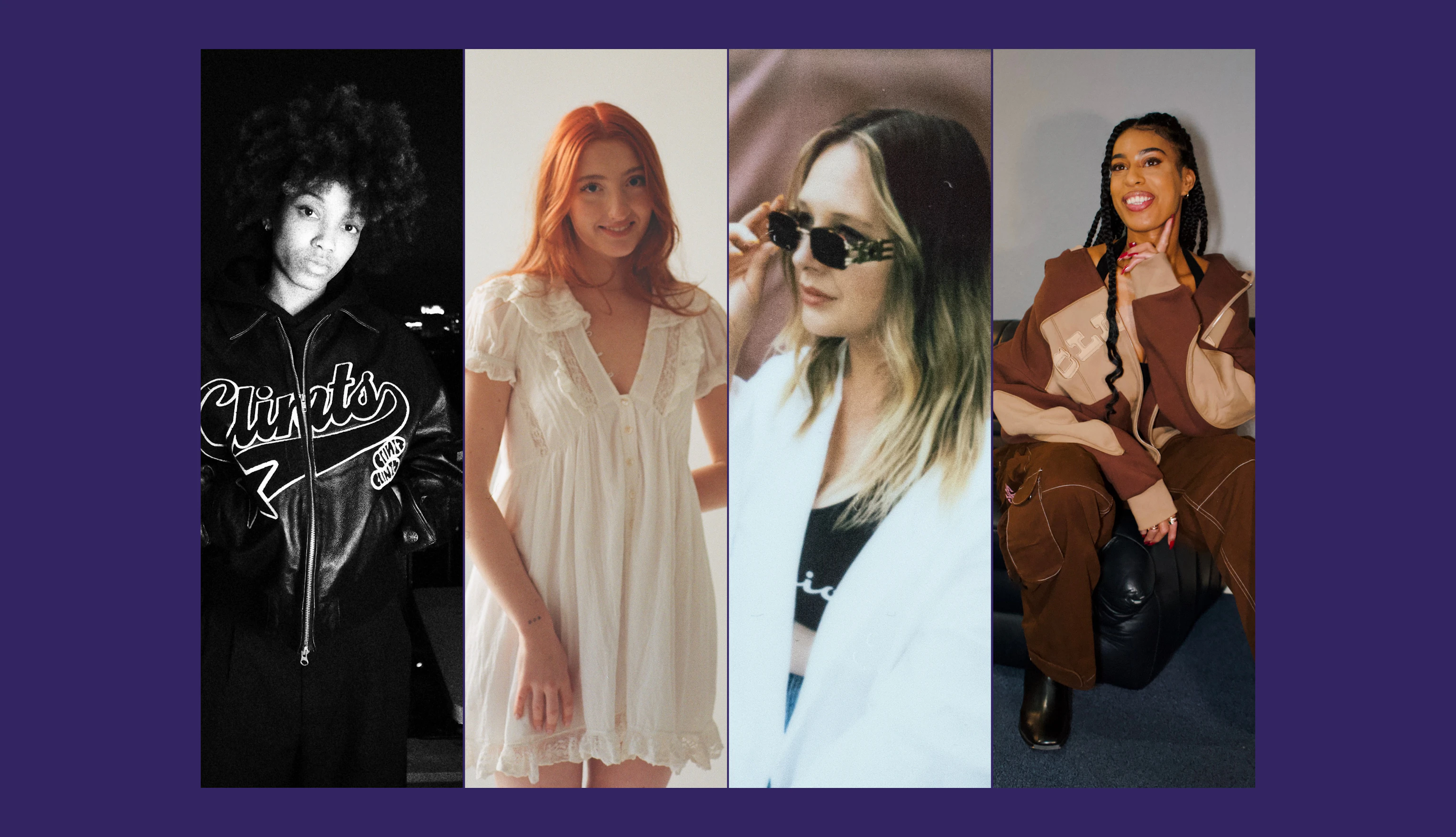 Artist photos of Musumba, Nina Cobham, Ruby Wood and Victoria Jane on a navy blue background.