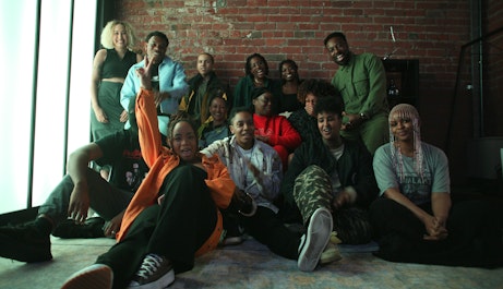 Musicians from the Afro Energy residency posing for a group photo.