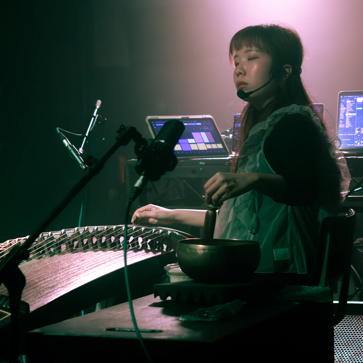 Katherine performing on stage.