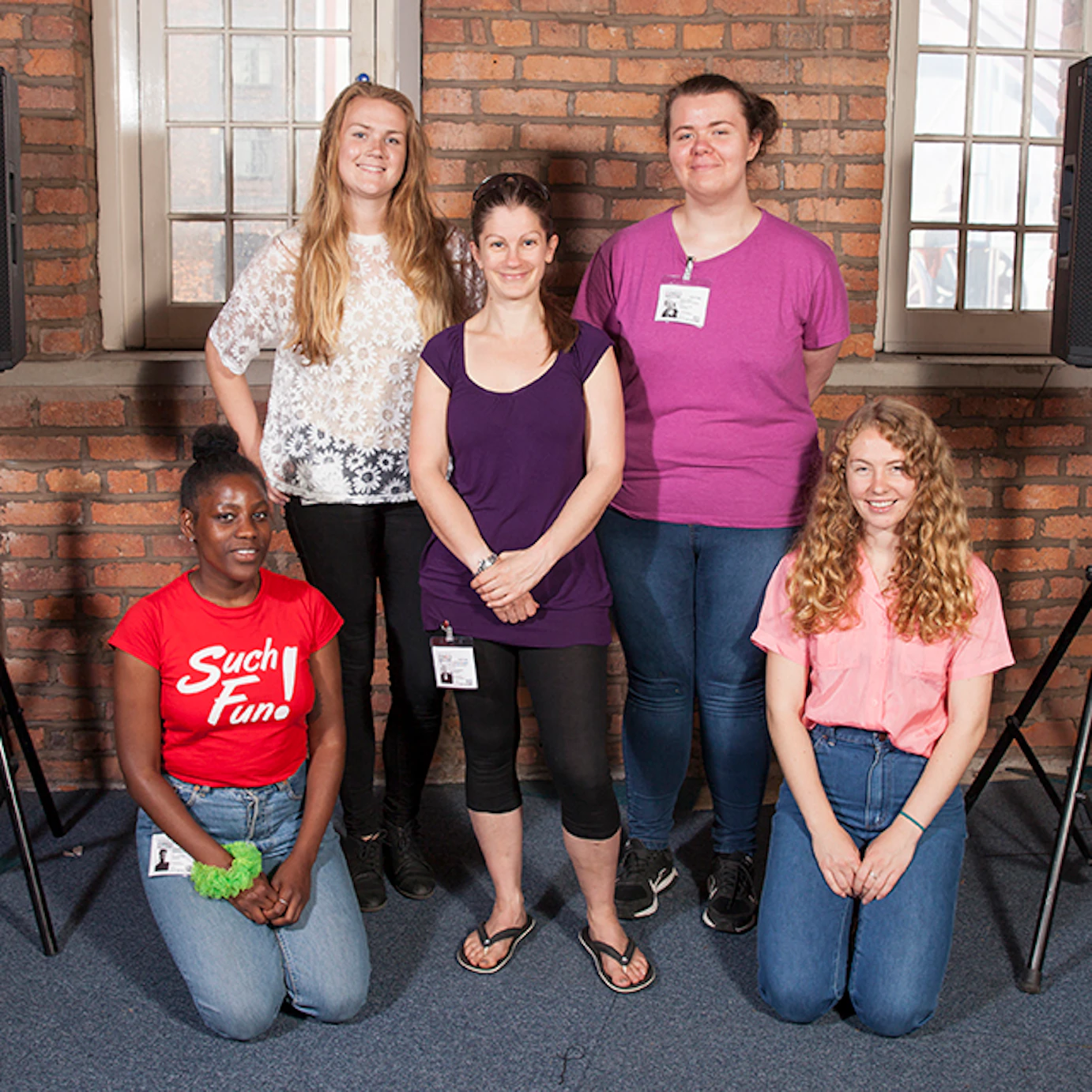 A group shot of Speth and the four sound engineers.
