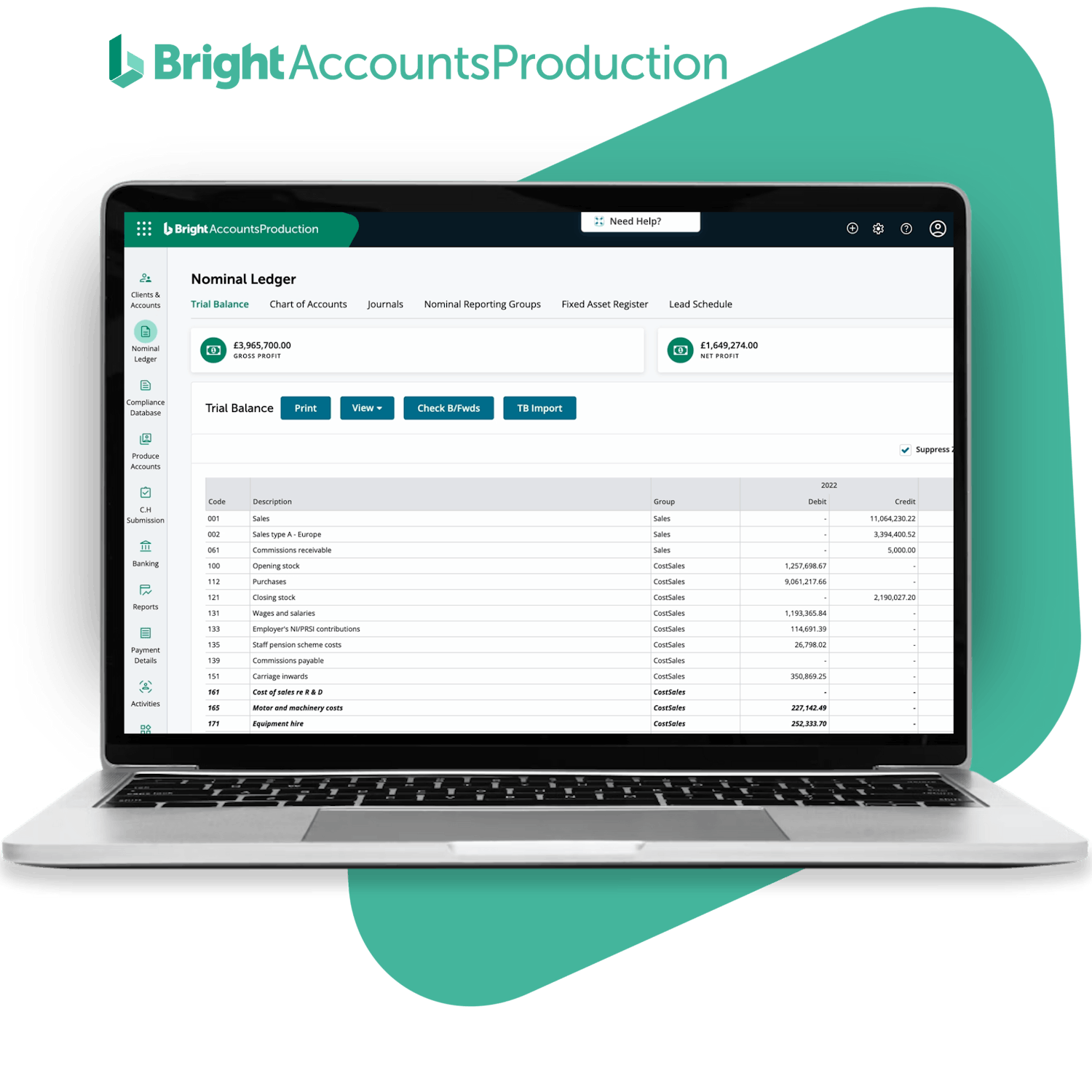 Bright Accounts Production Cloud software for accountants screenshot
