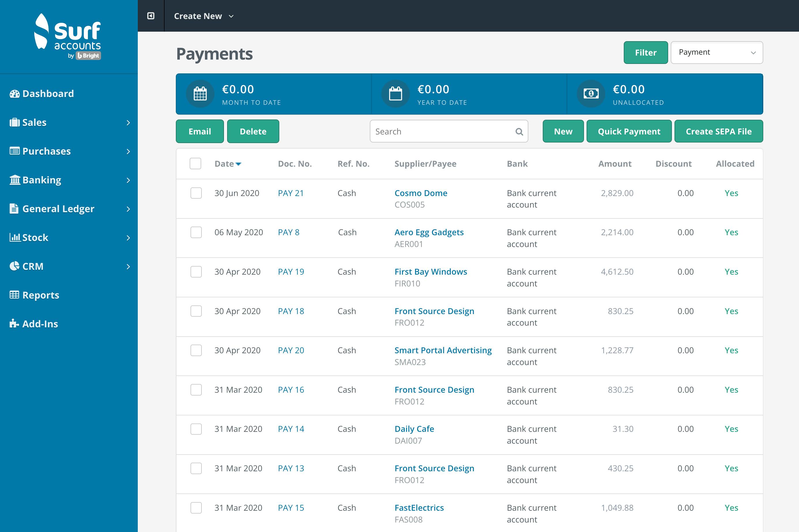 Surf Accounts Streamline Payments