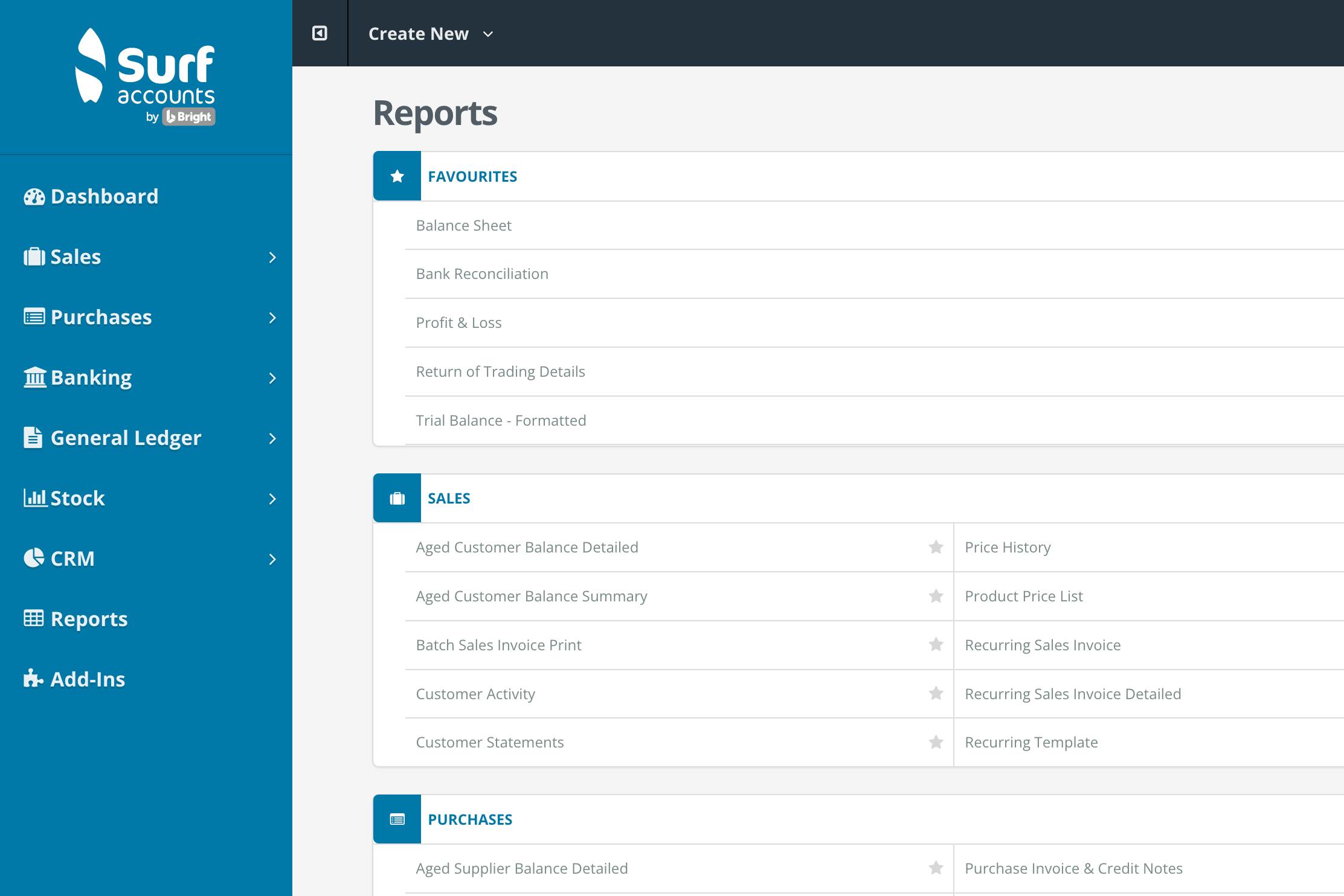 Surf Accounts Customisable Reports