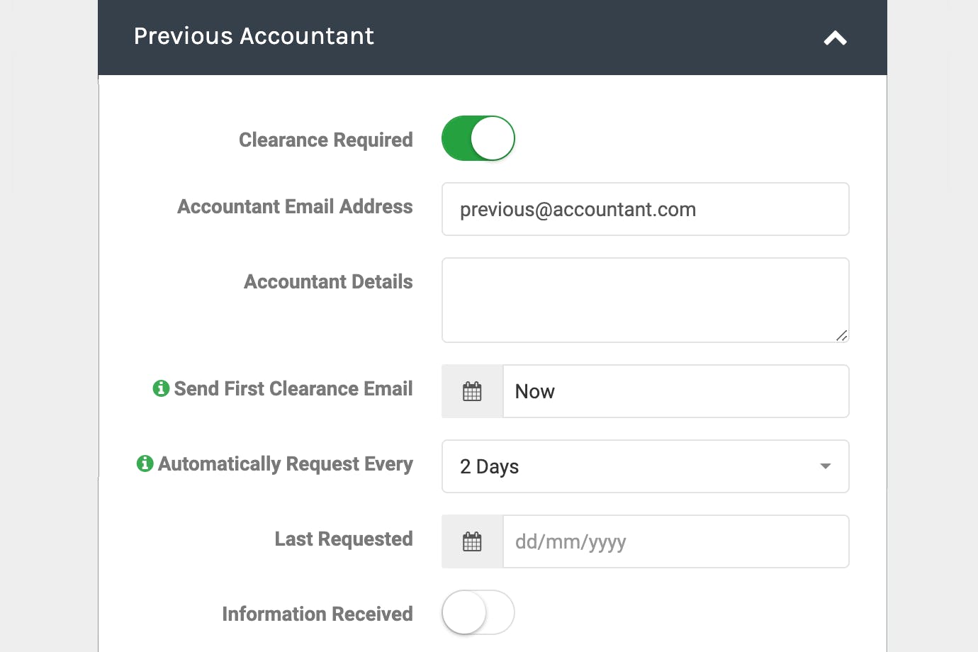screenshot Automated accounting client Onboarding BrightManager