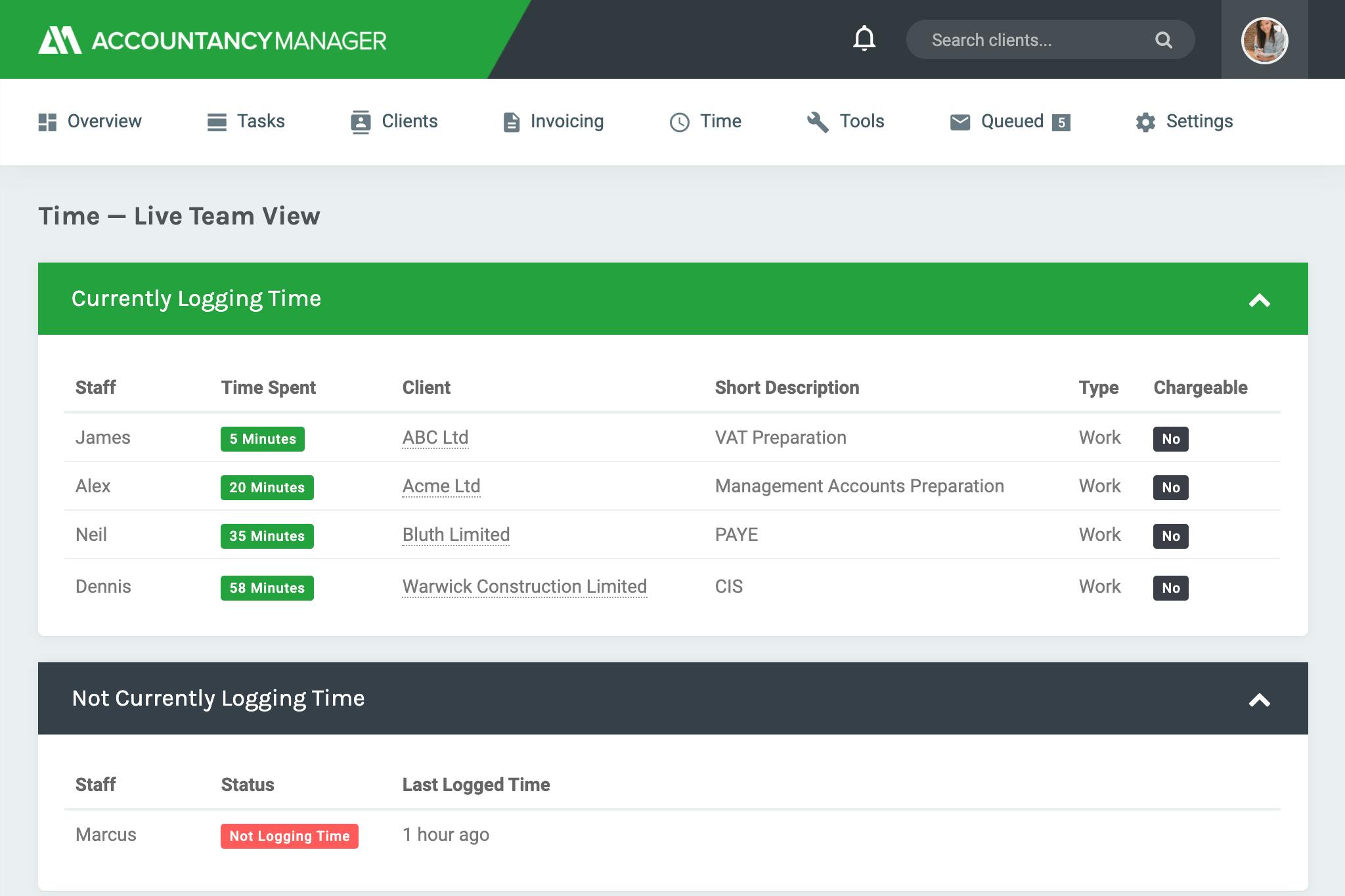 AccountancyManager Time Tracking