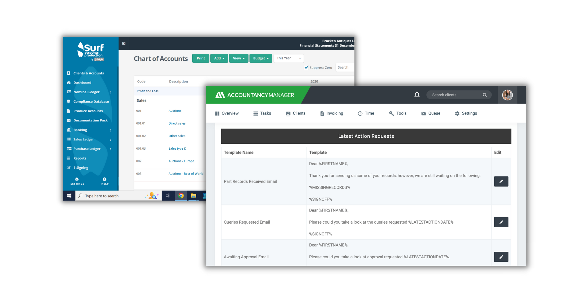 How AccountancyManager and Surf Accounts work together Bright