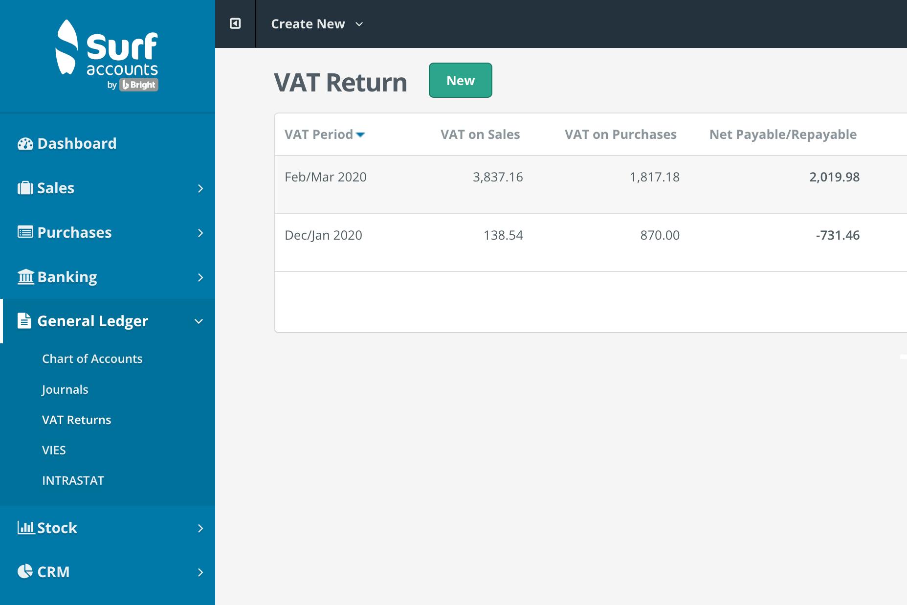 Surf Accounts Online VAT Returns 