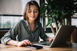 a girl using her laptop