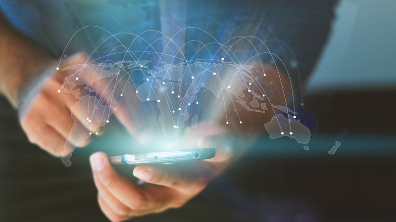 mobile phone connecting with the world