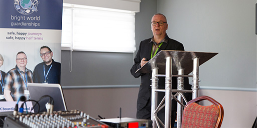 Simon King presenting