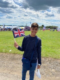 ibrahim with a union jack flag 
