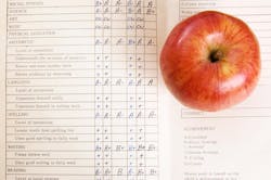 exam paper and apple