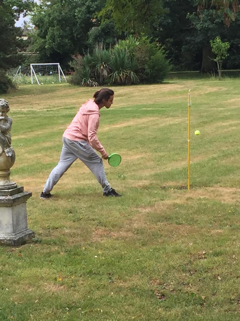 Student playing swingball 