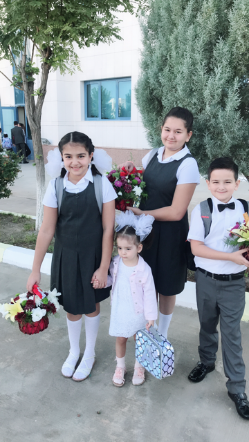 Nurbibi and Aynur, Bright World students