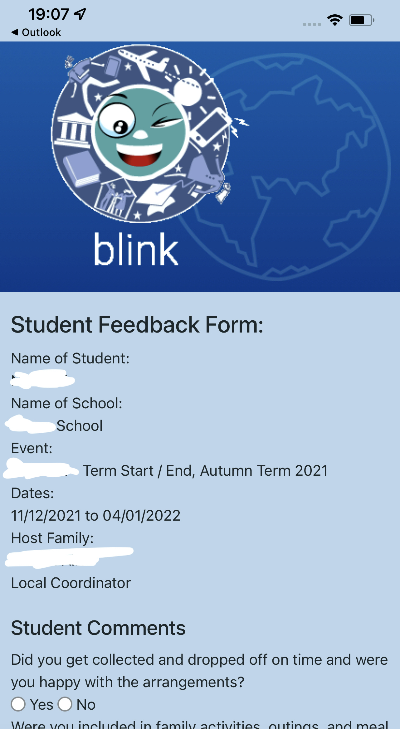 student feedback form 