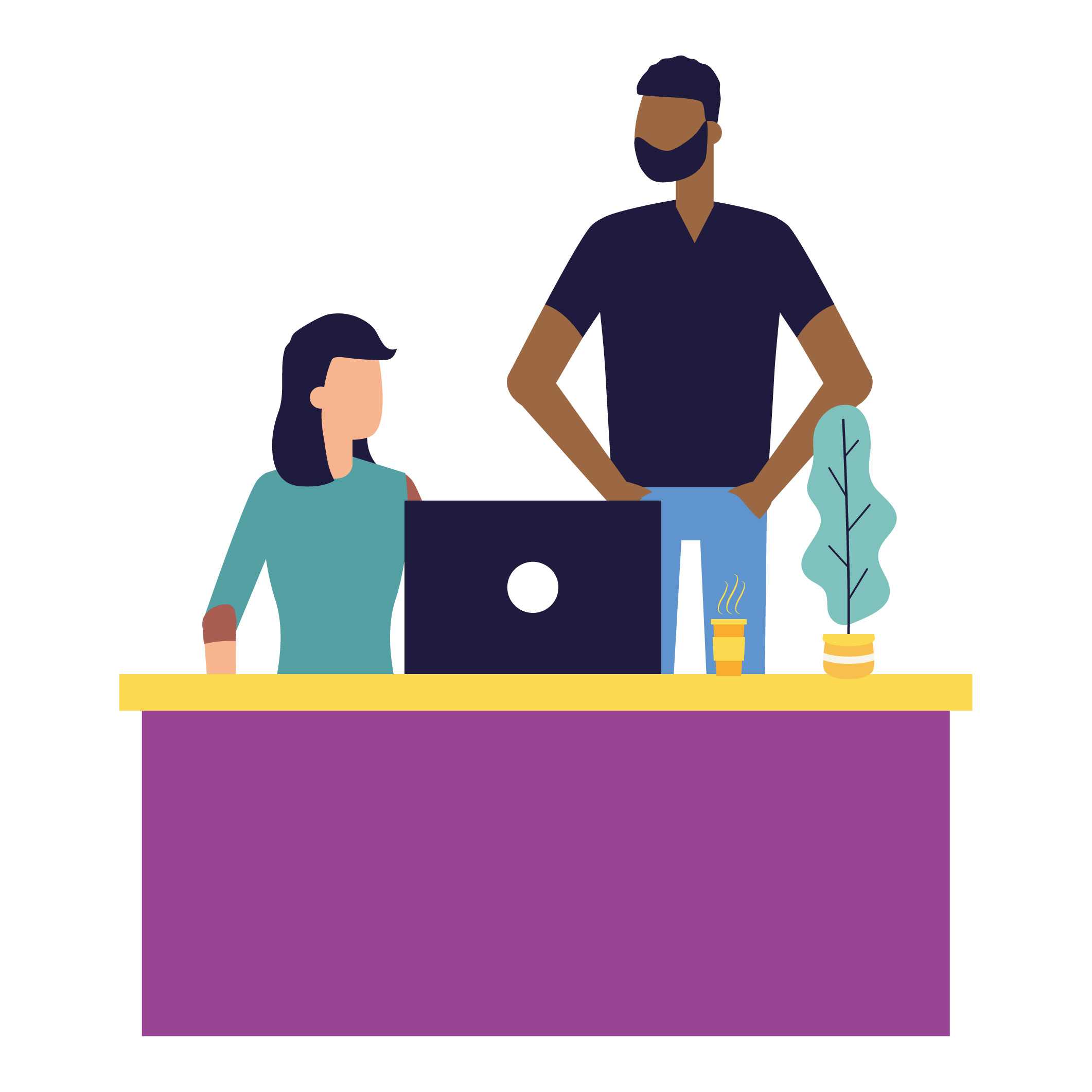 Man and woman at desk