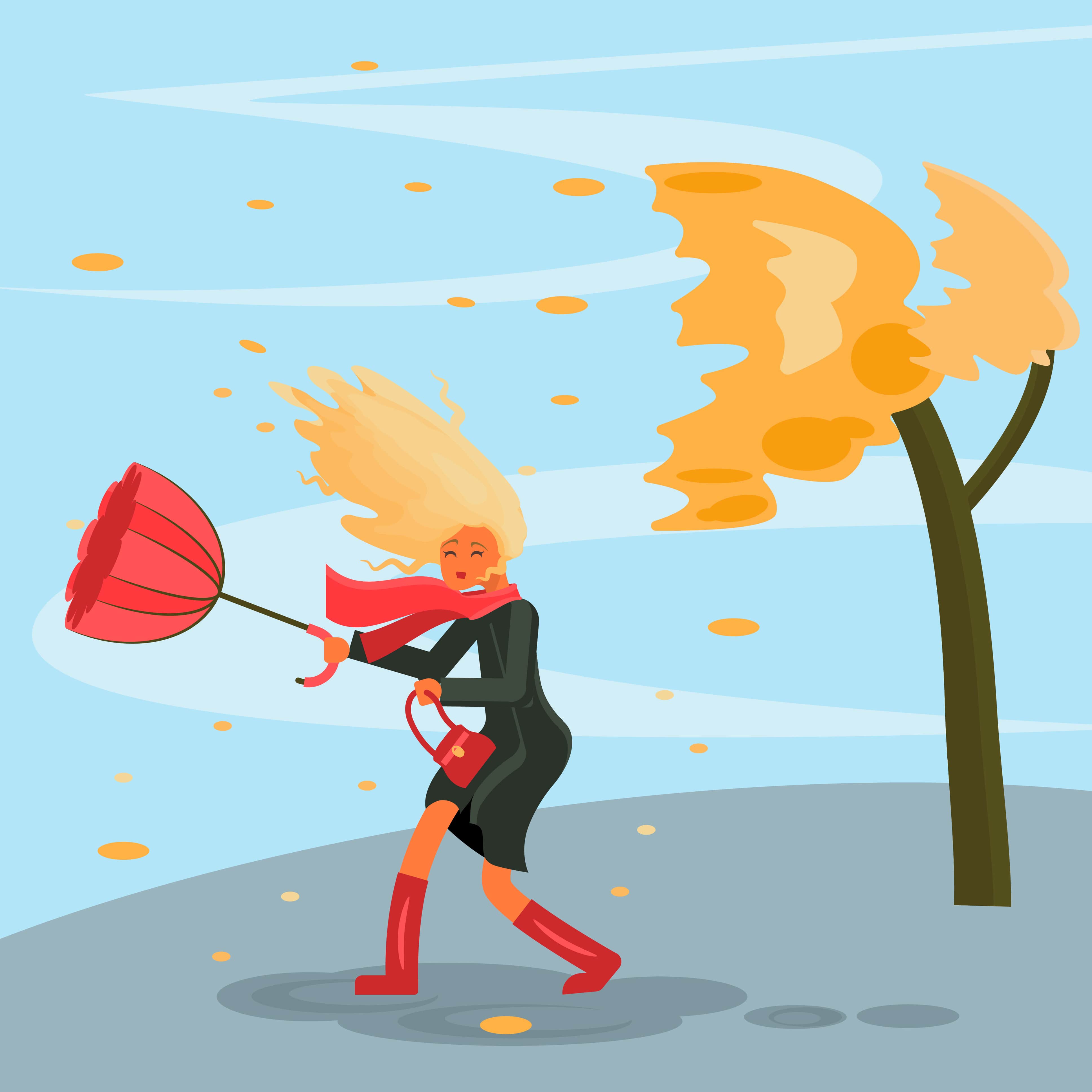 woman in windy weather