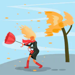 woman in windy weather