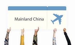 Mainland China on flight ticket 