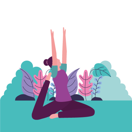 Girl in yoga pose outdoors