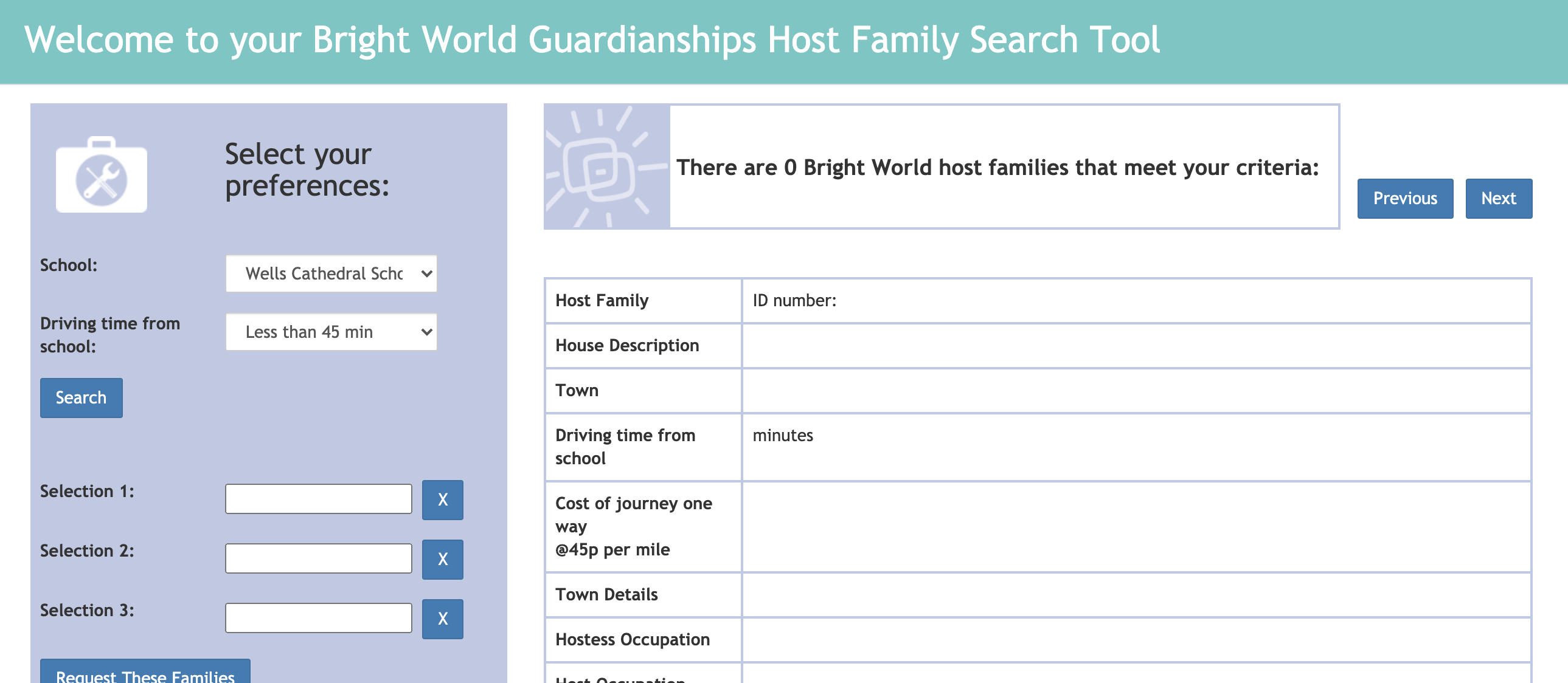 bright world host family selection tool page 1 