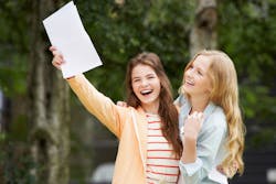 Students celebrating exam results