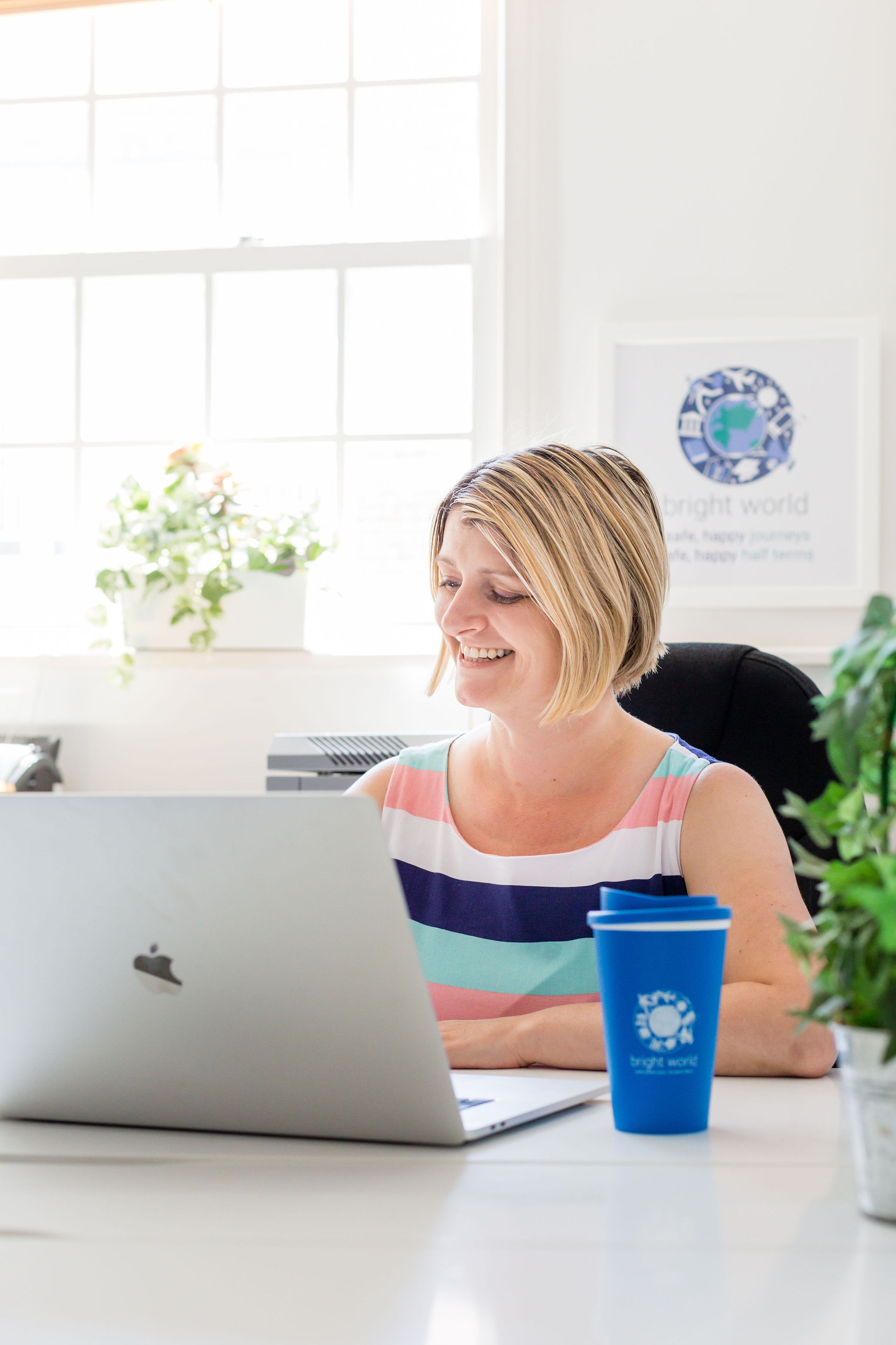 woman at Bright World desk