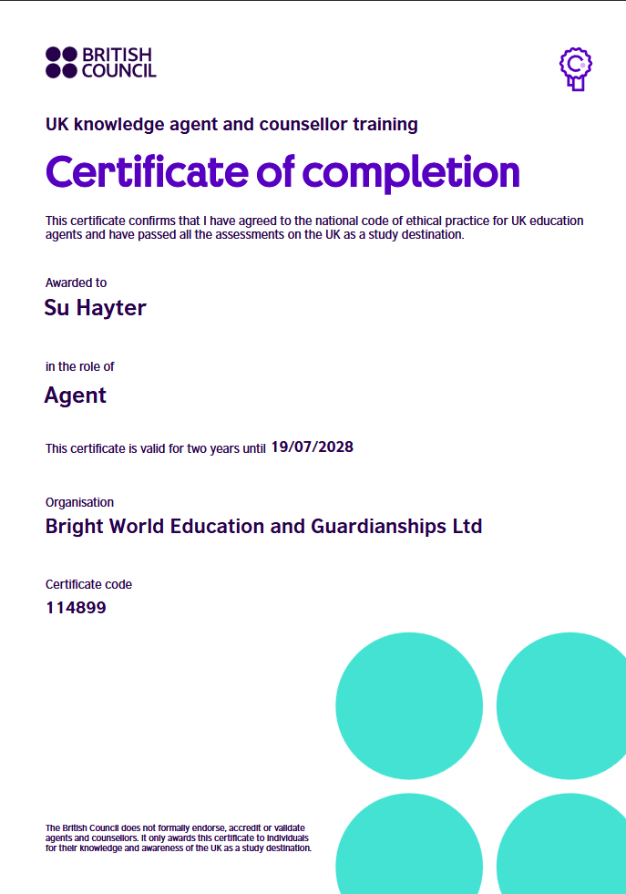 British Council agent certification - Su Hayter