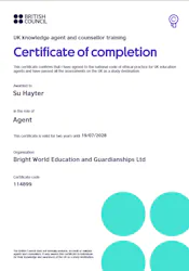 British Council agent certification - Su Hayter